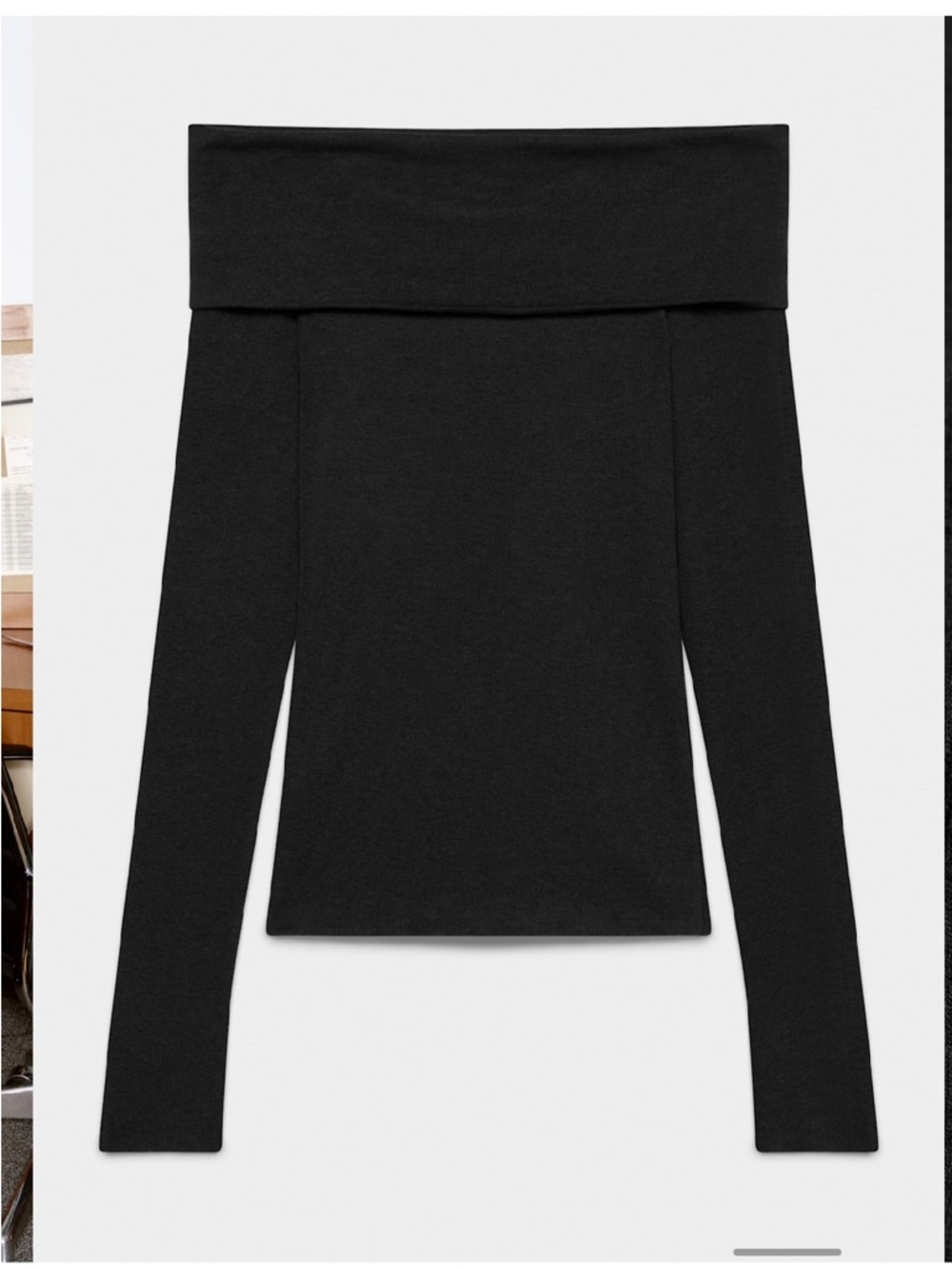 Aritzia Black Off-the-Shoulder Fold-Over Sweater